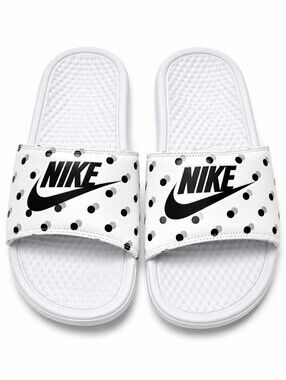 Nike White and Black Polka Dot Sandals 8 NEVER WORN!